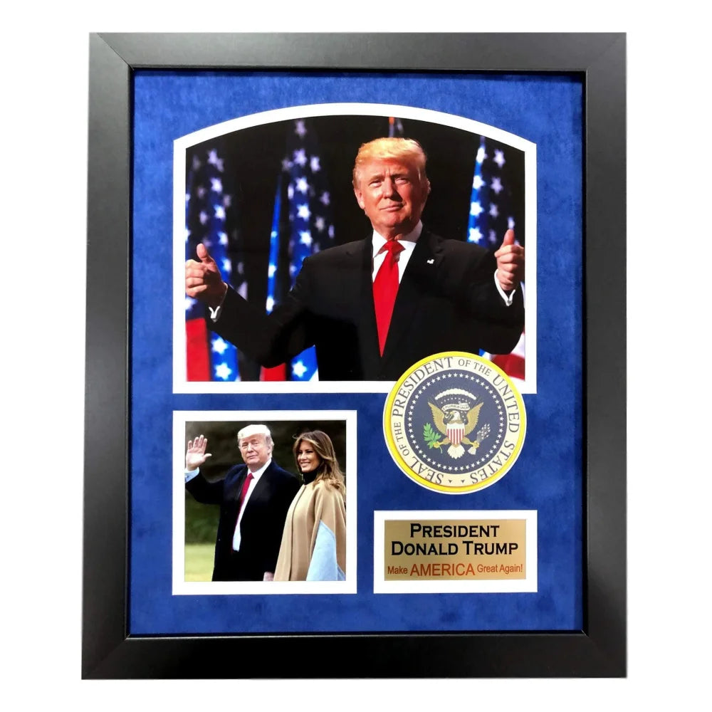 President Donald Trump Museum Framed Photo Seal Collage Republican Maga America